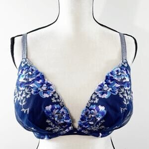 VS Dream Angels Embroided Floral Plunge Push-up Bra - Size 38DD